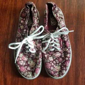 Van's Girls Floral Tennis Shoes Burgundy Youth